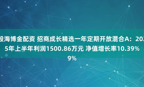 股海博金配资 招商成长精选一年定期开放混合A：2025年上半年利润1500.86万元 净值增长率10.39%